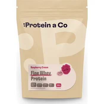 Protein Protein a Co FINE WHEY – přírodní protein slazený stévií 1 000 g Příchuť: Raspberry cream