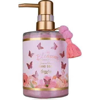 Mýdlo MÝDLO na ruce 420 ml BLOSSOM ve skleněné dóze s pumpičkou a s ozdobným střapcem ACCENTRA