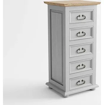 Šatní skříň Komoda Hacienda Grey 5S z masivu Barevné provedení: šedá - šedá