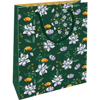 Dárková taška Dárková taška střední Květinový motiv zelený