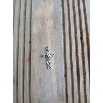 Materiál na výrobu šperku Křížek 22,5 x 13 mm, starostříbrný