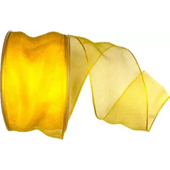 Stuha Stuha organzová Adventure žlutá 60mm x 20m (8,- Kč/m) (S drátkem ,obšité okraje, transparentní)