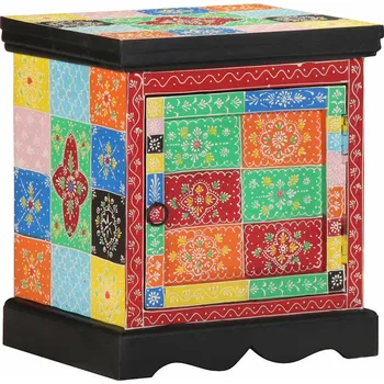 Noční stolek vidaXL Noční skříňka Multicolour 40x35x45 cm Masivní dřevo Mango [4017562]