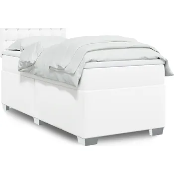 Postel vidaXL Box spring postel s matrací 90x190 cm umělá kůže [3286100] Barva: Bílá