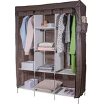HomeLife Textilní šatní skříň XXL s policemi hnědá