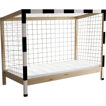Postel Kondela FUTAL, montessori postel 90x200cm, borovicový masiv / přírodní + bílá + černá
