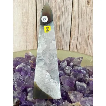 Drahý kámen Achát brazilský špice - obelisk KO13 cca 4,4 x 16,2 cm, 423 g