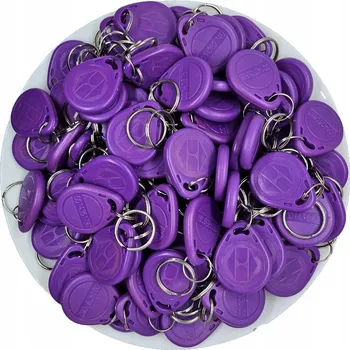 100 KS PŘÍVĚSEK NA KLÍČE PŘÍVĚSEK RFID UNIQUE 125 kHz EM4100 FIALOVÝ PŘÍVĚSEK