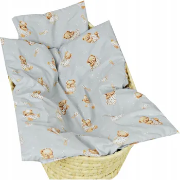 Povlečení POVLEČENÍ S VÝPLNÍ DO KOČÁRKU POSTÝLKY KOLÉBKY 60X75 MEDVÍDEK V DEČCE ŠEDÁ