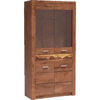 Knihovna Prosklená vitrína jasan světlý INDIANAPOLIS I3