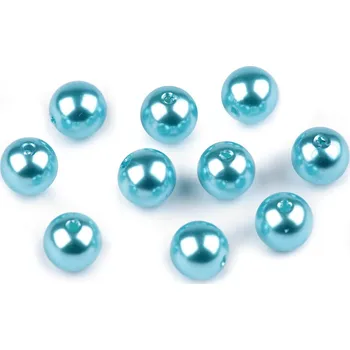 Korálek Plastové voskové korálky / perly Glance Ø10 mm Varianta: F32 tyrkys, Balení: 20 g