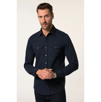 Pánská košile JP1880, Plus size Tepláková košile JP1880, dlouhé rukávy, Kent límeček, Modern Basic střih, do 8XL pro plnoštíhlé nadměrná velikost, 835512130-1907, modrý, 8XL, Plus size oblečení, Oblečení pro vysoké muže, Nadměrné velikosti, Oblečení pro plnoštíhlé.