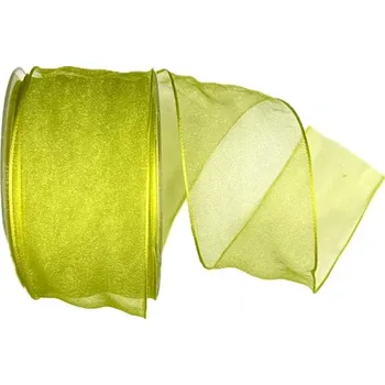 Stuha Stuha organzová Adventure zelená 60mm x 20m ( 8,- Kč/m) (S drátkem ,obšité okraje, transparentní)