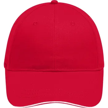 Kšiltovka 6 panelová čepice se sendvičovým kšiltem červená/bílá univerzální