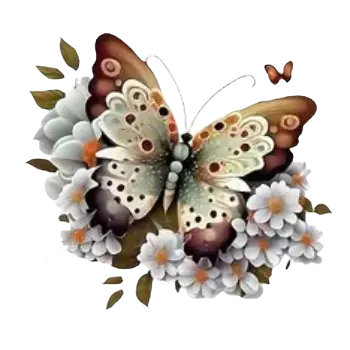 Nažehlovací obrázek - motýl s květy III (10,0 x 10,0 cm)