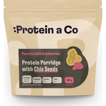 Fitness Protein a Co Proteina a Co proteinová kaše s chia 480 g Příchuť: Arašídy s brusinkami