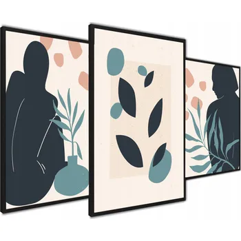 Obraz Plakát Triptych Boho Žena Příroda Zeleň bez rámu 40 x 50 cm