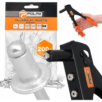 Nýt RUČNÍ NÝTOVAČ 2,4-4,8 mm 200 x TRHACÍ NÝTY 4x6 mm Hliníkový Pozink N 9T