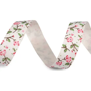Stuha Bavlněná stuha šíře 15 mm květy Varianta: 1 režná světlá růžová, Balení: 5 m