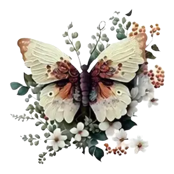 Nažehlovací obrázek - motýl s květy V (10,0 x 10,0 cm)