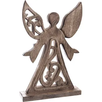 Vánoční dekorace Anděl mango vyřezávaný 30x7,5x47 cm