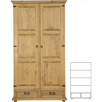 Šatní skříň Drewmax SF841 skříň šatní masiv borovice rustikal (SF841 skříň STANDARD)