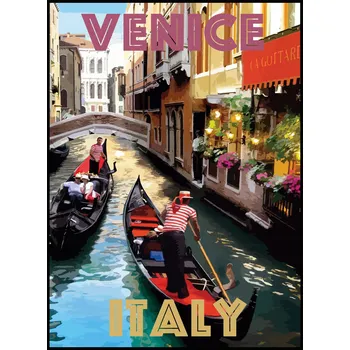 Obraz Plakát Itálie - Benátky bez rámu 29,7 x 42 cm