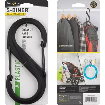 pomocná karabina Nite Ize S-Biner #8 černá (Plastová karabina Nite Ize S-Biner #8 černá)