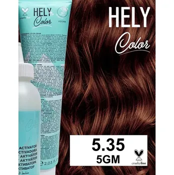 Barva na vlasy Hely Color permanentní barva na vlasy - světle hnědá zlatá mahagonová (5.35/5GM) 60 ml