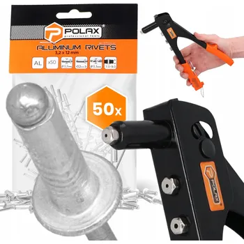 Nýt RUČNÍ Nýtovačka 2,4-4,8 mm + 50x TRHACÍCH Nýtů 3,2x12 Hliníkové Pozink Ni 9T