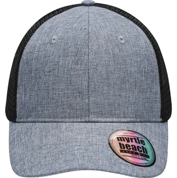 Kšiltovka 6 panelová síťová čepice Měkoučký šedý melír/černá univerzální