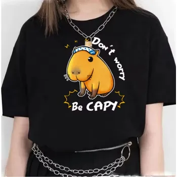 Dámské černé volnějsí trendy tričko s motivem "Kapybara" Motiv: 91352 Don´t worry, Velikost: XXL