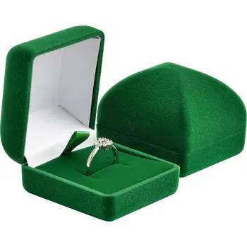 Dárková krabička Šperky4U Zelená semišová dárková krabička na prsten - KR0017-GR