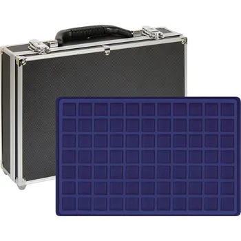 Lindner Mincovní kufr s 8 platy Barva: Modrá, Mincovní plata: 8 plat pro 616 mincí do 24 mm