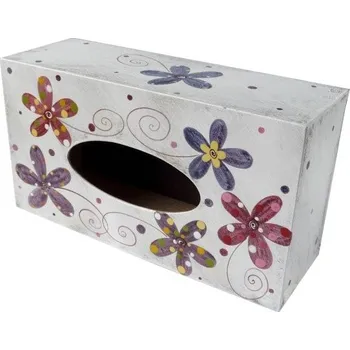 Dárková krabička Veronika Netolická Krabička na kapesníky MALOVANÁ - květy