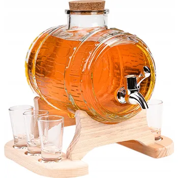 Džbán SuperButelki Skleněná Sada 2L s kohoutkem, podstavcem a skleničkami