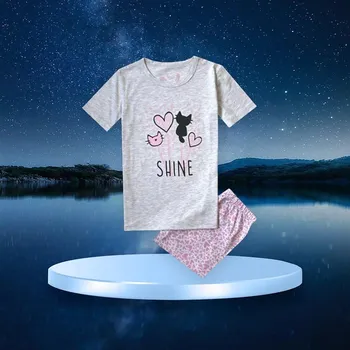 Dívčí pyžamo DÍVČÍ PYŽAMO-LETNÍ KOMPLET ŠEDÁ S2462 Velikost: 152, Barva: Šedá