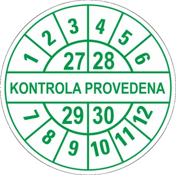 Samolepící etiketa Kontrola provedena 27-30 samolepící vinylová fólie 40 mm aršík 10 kusů