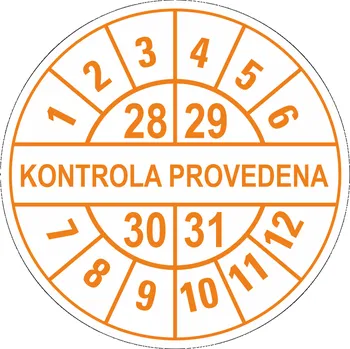 Papír Kontrola provedena 28-31 samolepící vinylová fólie 25 mm aršík 30 kusů