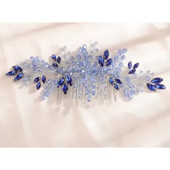 Ozdoba do vlasů B-TOP Hřeben do vlasů s modrými krystaly a kamínky