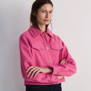 Dámský kabát Reserved - Flaušová bunda s límcem - svítivě růžová - YH483-42X - YH483-42X-XL