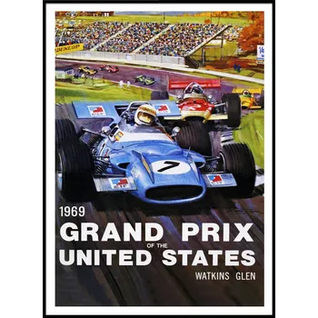 Obraz Plakát GRAND PRIX 1969, SÉRIE PLAKÁTŮ, bez rámu, 29,7 x 42 cm