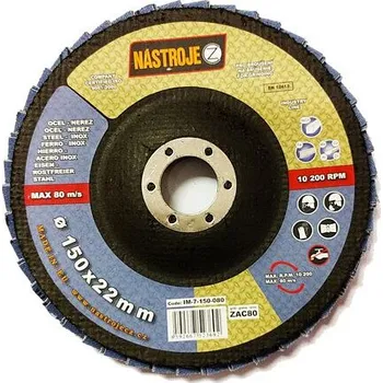 Příslušenství k brusce NÁSTROJE CZ lamelový kotouč 150mm ZAC80 kombinovaný na ocel IM-7-150-080