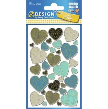 Kancelář AVERY Z-DESIGN Dekorační etikety, 3D 3D Fólie, Srdíčka - 57309