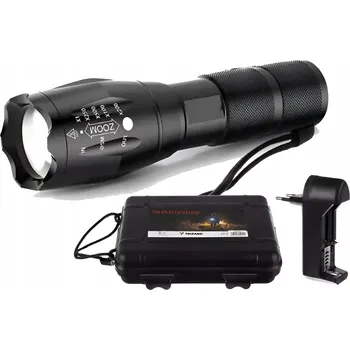 Svítilna LED RUČNÍ SVÍTILNA VOJENSKÁ REFLEKTOR + NABÍJEČKA