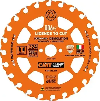 Pilový kotouč CMT pilový kotouč XTreme 165*2,3*20mm na demoliční práce, 24Z HW, 28676524H