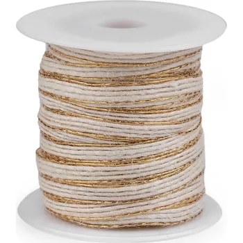 Stuha Stuha s lurexem šíře 6 mm - 20 m Barva: režná světlá - zlatá