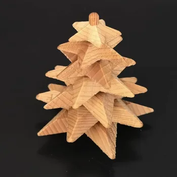 Vánoční dekorace AMADEA Dřevěný 3D strom z masivu skládaný 9 cm