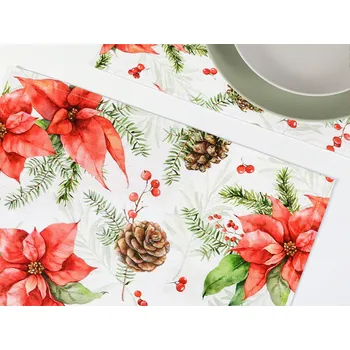 prostírání Dreamy Linens Vánoční prostírání bavlněné, Vánoční hvězda, 30 x 40 cm, vícebarevná