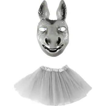 Karnevalový kostým SUPER Sada Kostým Oslík Oslíka Shrek TuTu šedá 40 cm Maska PVC 2el MK629